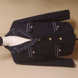 Talbots Navy And White Tweed Jacket